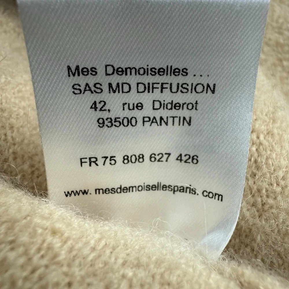 Mes Demoiselles Pichu‎ Hoodie Womens 0 Beige Wool Alpaca Knit Sweater $380